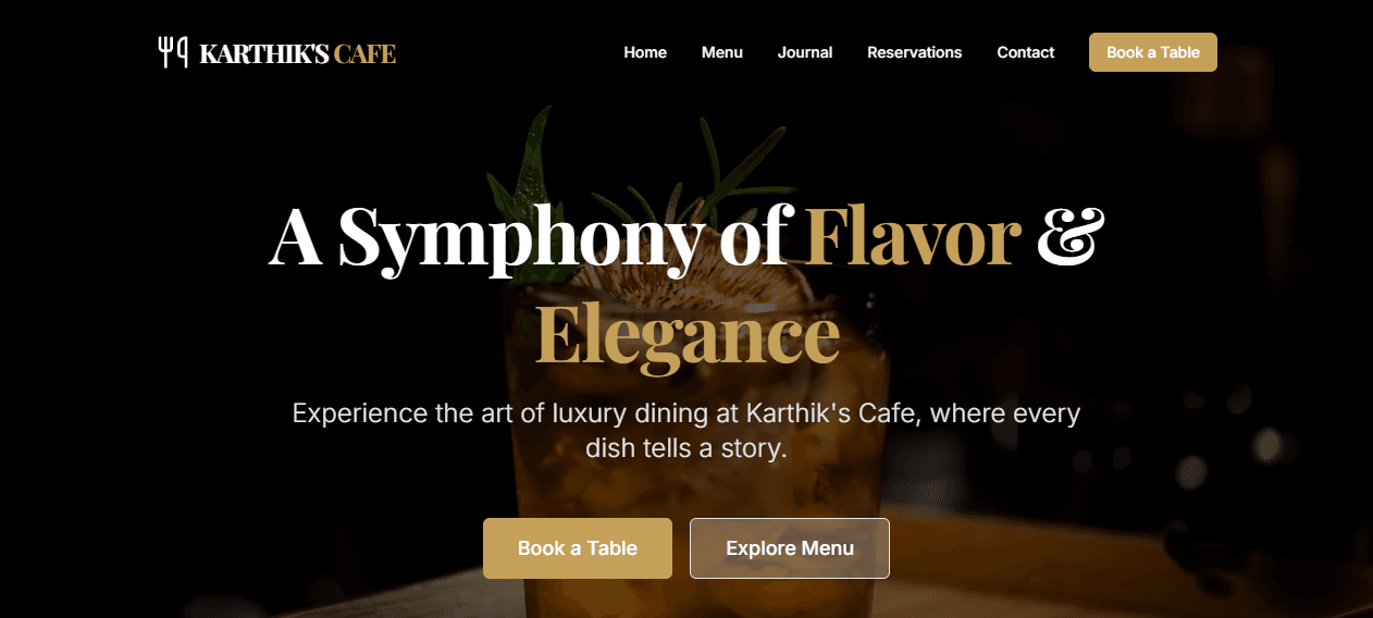 Karthik's Cafe — live screenshot