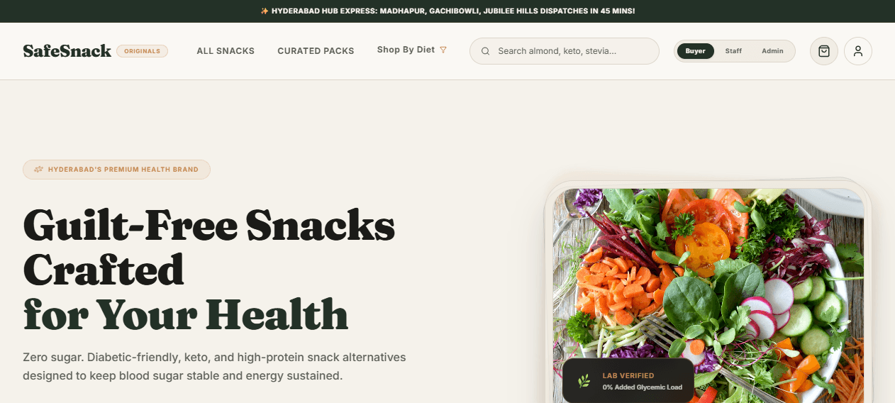 SafeSnack — live screenshot